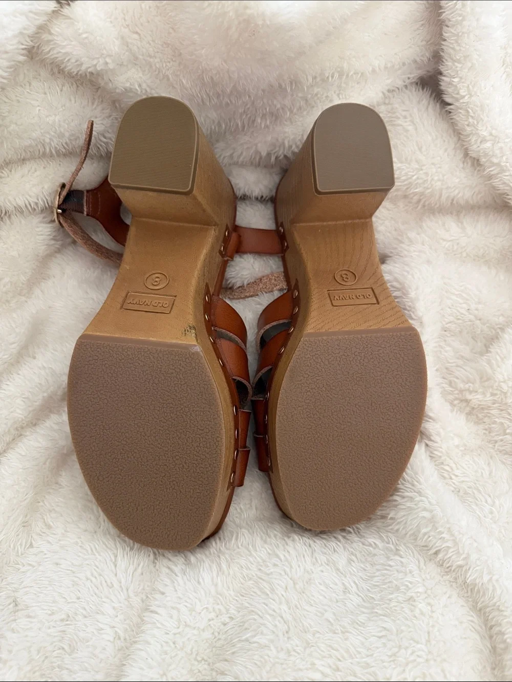 Old Navy Tan Brown Strappy Wedge Sandals